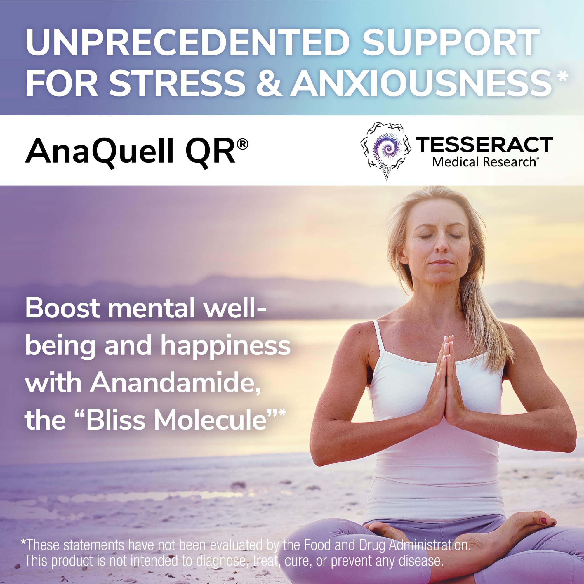 Tesseract AnaQuell QR label closeup highlights key mood-support ingredients.