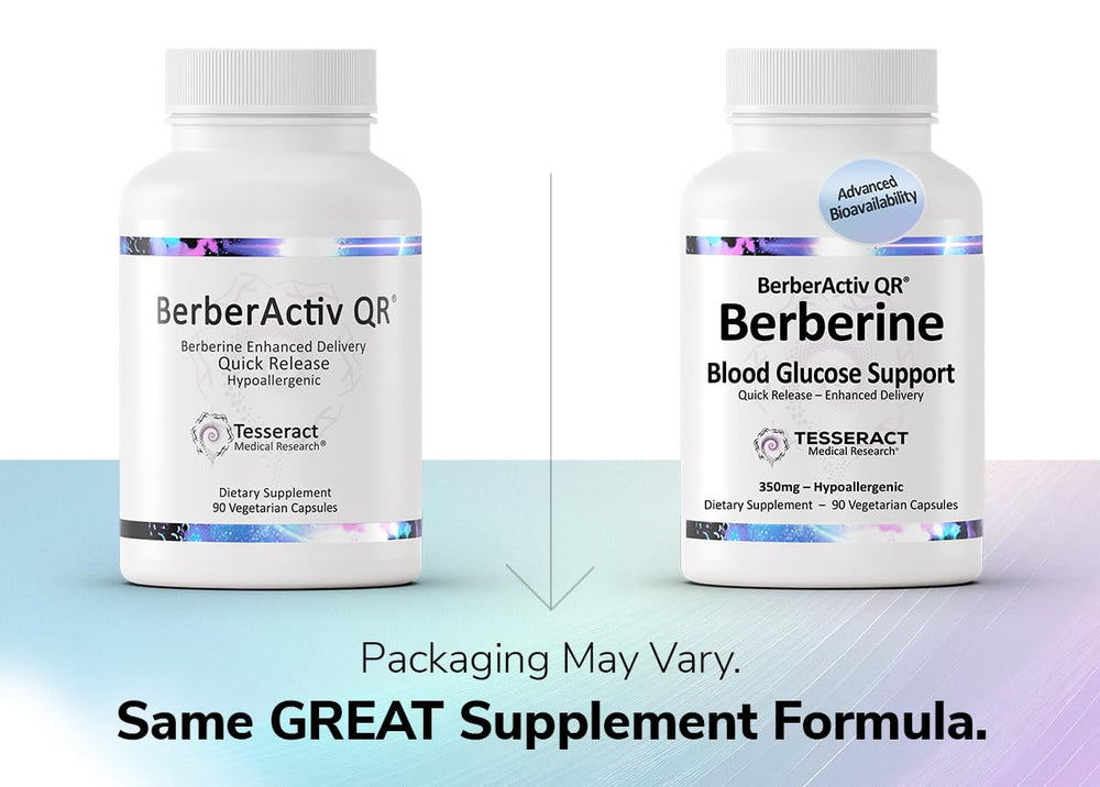 Tesseract BerberActiv-QR capsules closeup emphasizes vegetarian capsules and precise 350 mg dose