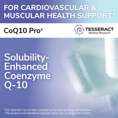 Tesseract CoQ10 Pro capsule close-up emphasizing bioavailable CoQ10 for cellular energy.