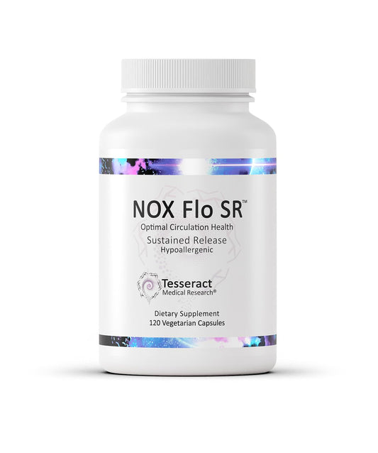 Tesseract NOX Flo SR bottle showing capsules for ongoing vascular support