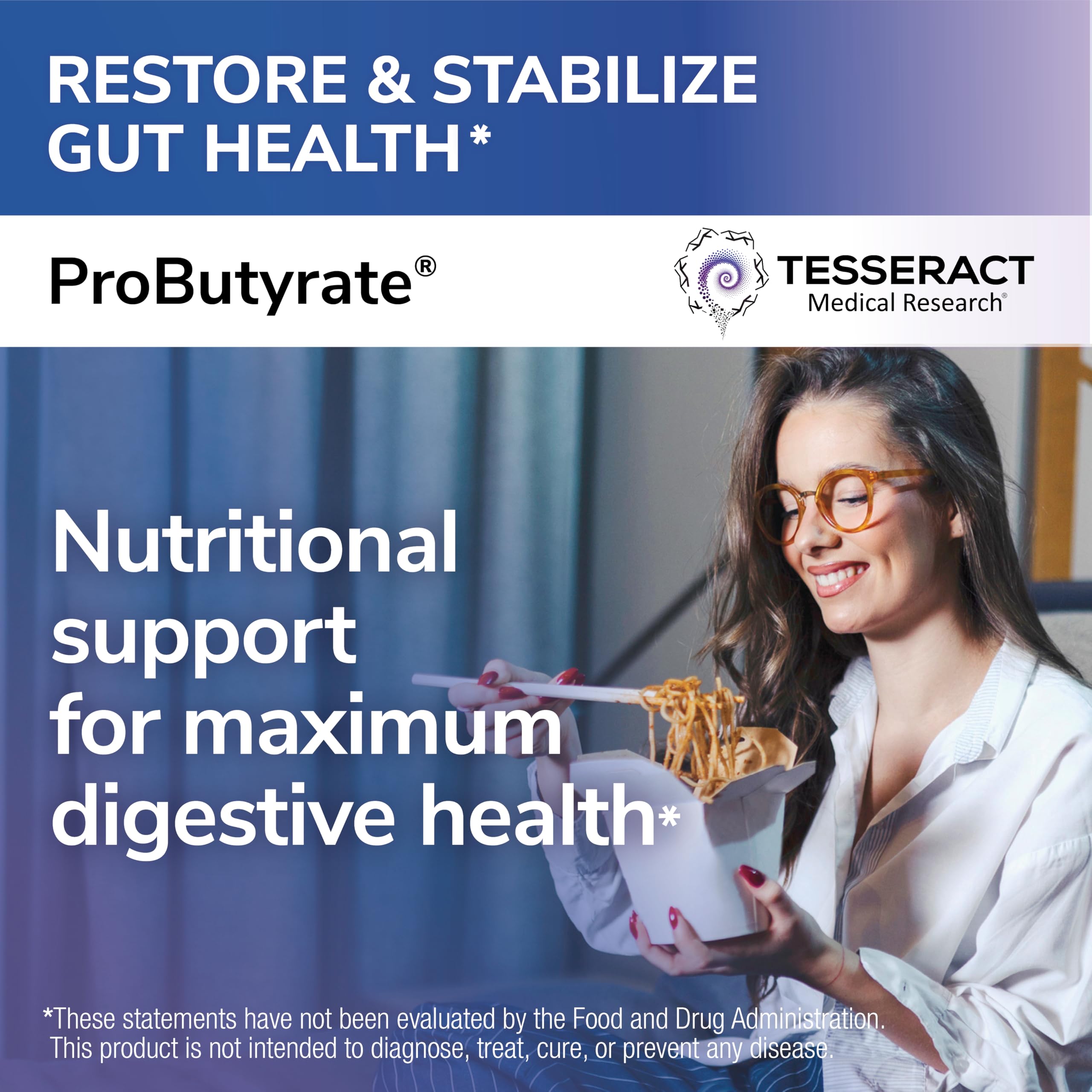 Tesseract ProButyrate capsules close-up highlighting palatable, easy-to-take soft-gel form.