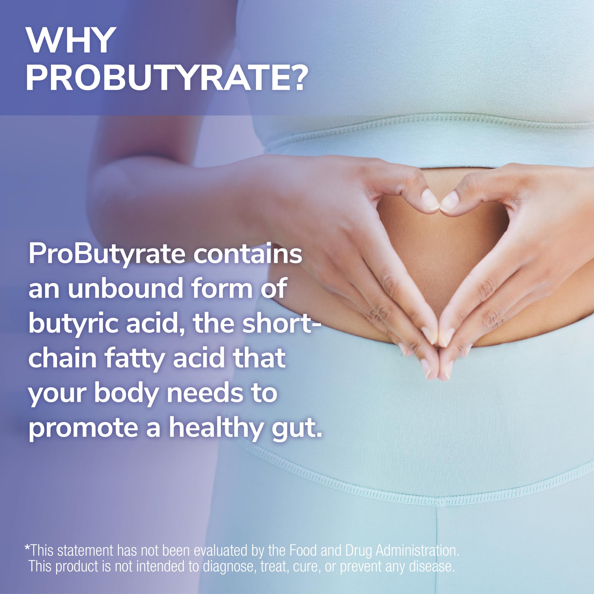 Tesseract ProButyrate ingredients panel showcases butyric acid and supporting nutrients.