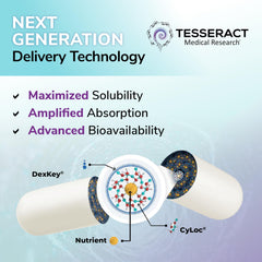 Tesseract RLA Pro SR supplement jar communicates branding and energy support potential