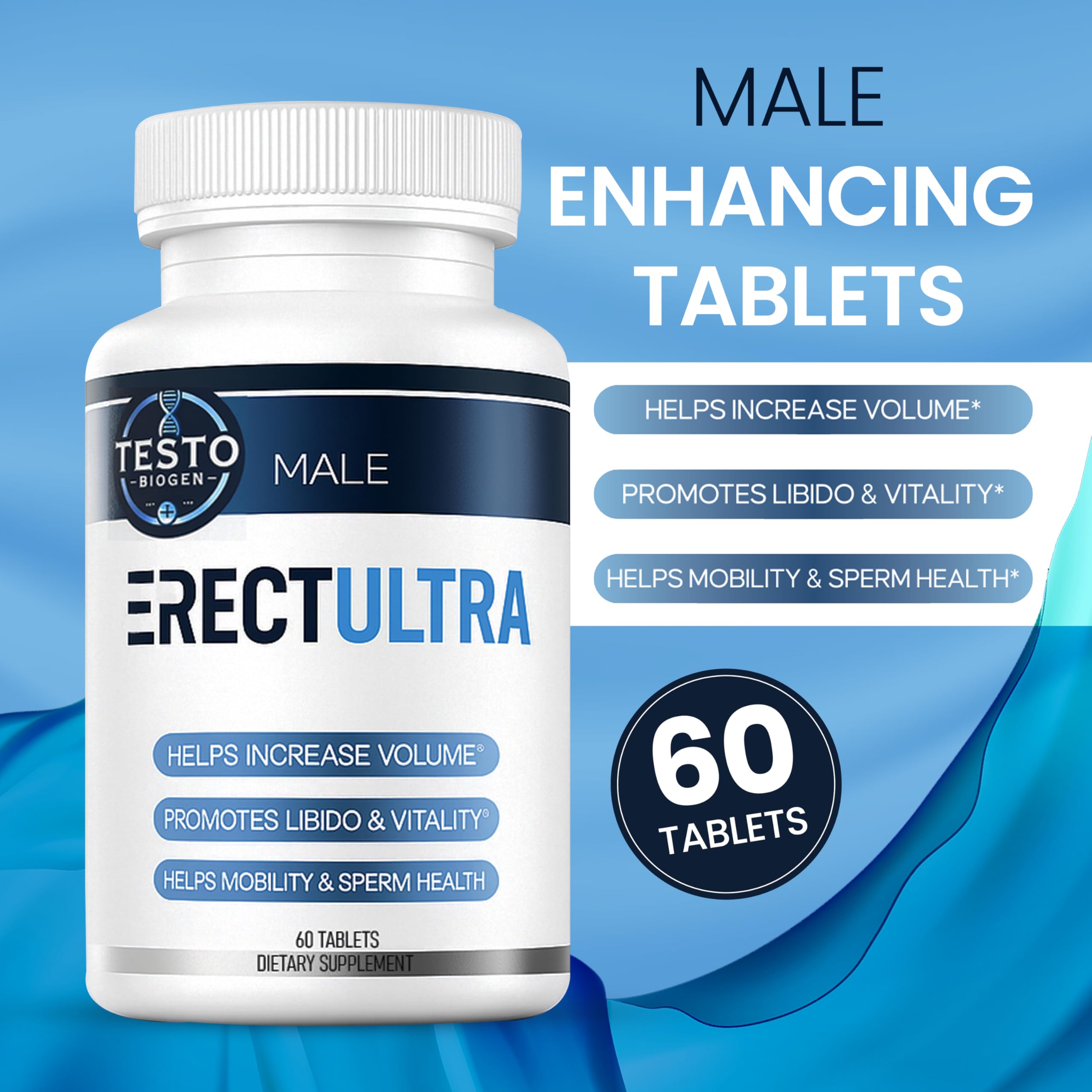 TESTO BIOGEN zinc and maca formula visual indicating male vitality.