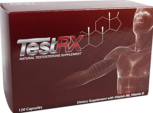 TESTRX capsules close-up emphasizing muscle recovery and protein synthesis support.