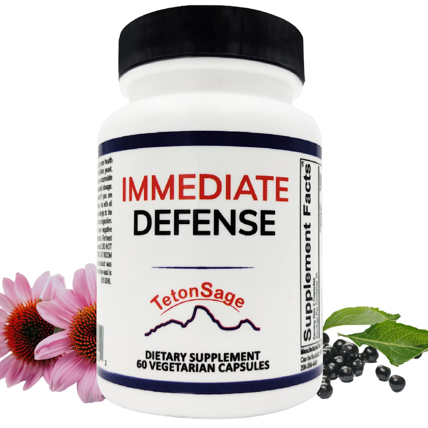 TetonSage Immediate Defense bottle front showing daily immune support