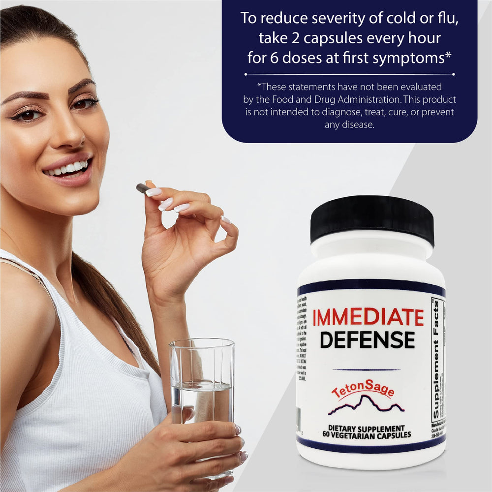 Immediate Defense bottle in warm light suggesting daily wellness