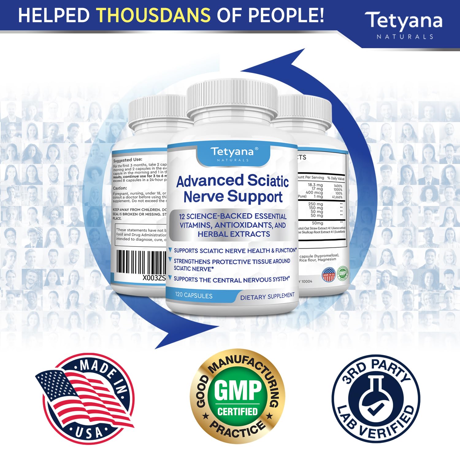 Made in USA seal on Tetyana Naturals packaging emphasizing quality