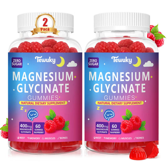 Tewuky Magnesium Glycinate Gummies bottle front for easy daily wellness.