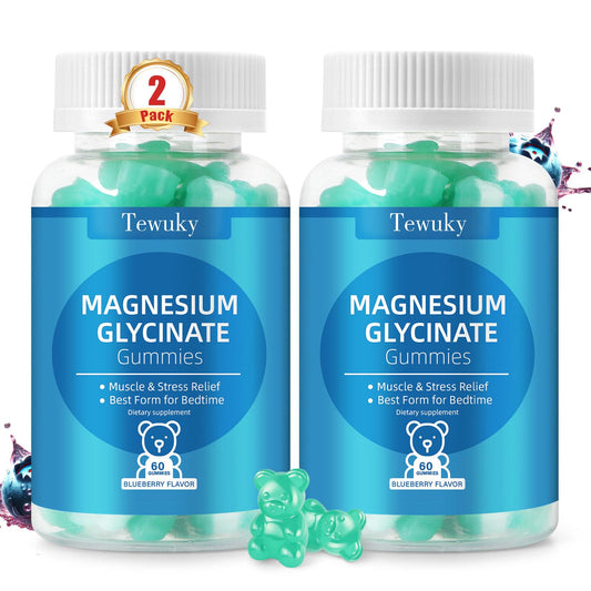 Tewuky magnesium glycinate gummies blueberry flavor jar – supports daily balance