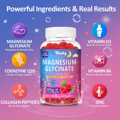 Tewuky magnesium gummies on nightstand suggesting easy sleep support.