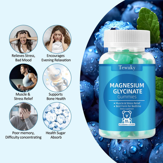 Tewuky magnesium glycinate gummies sugar-free formula – tasty, low-sugar option