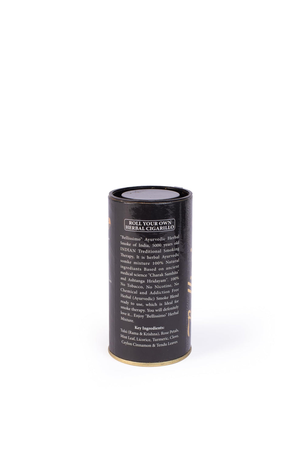 Bellissimo roll-your-own setup demonstrates a tobacco-free smoking option with papers and blend.