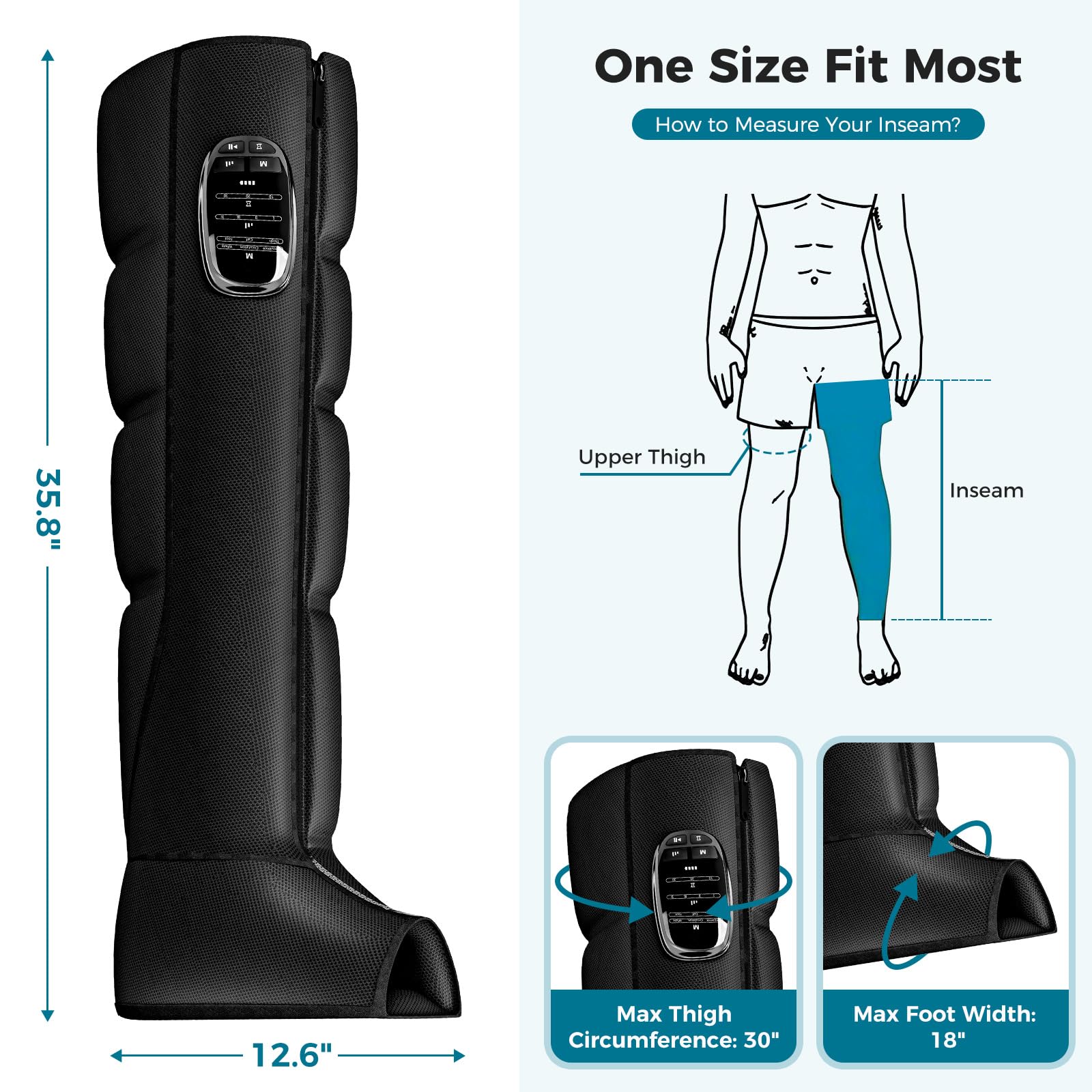 TGS full-leg wrap delivers uninterrupted massage across calves and thighs