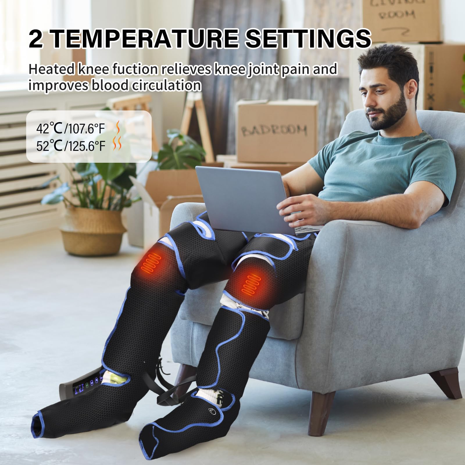 TGS Leg Massager foot compression aids post-workout fatigue relief.