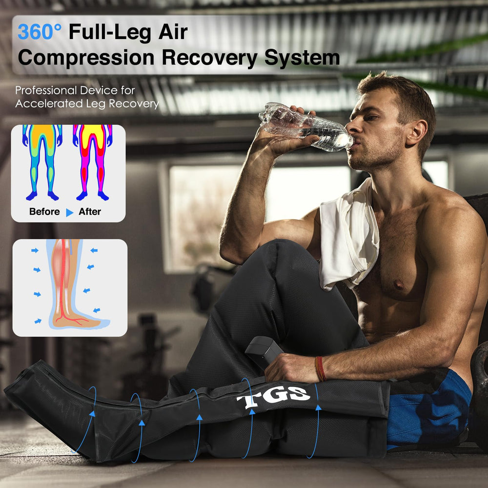 TGS Leg Massager full-leg coverage provides comprehensive leg relief.