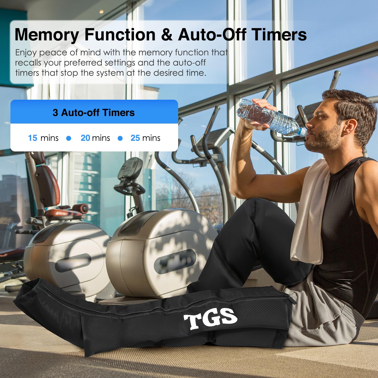 TGS Leg Massager smart sensors ensure safe, personalized compression.
