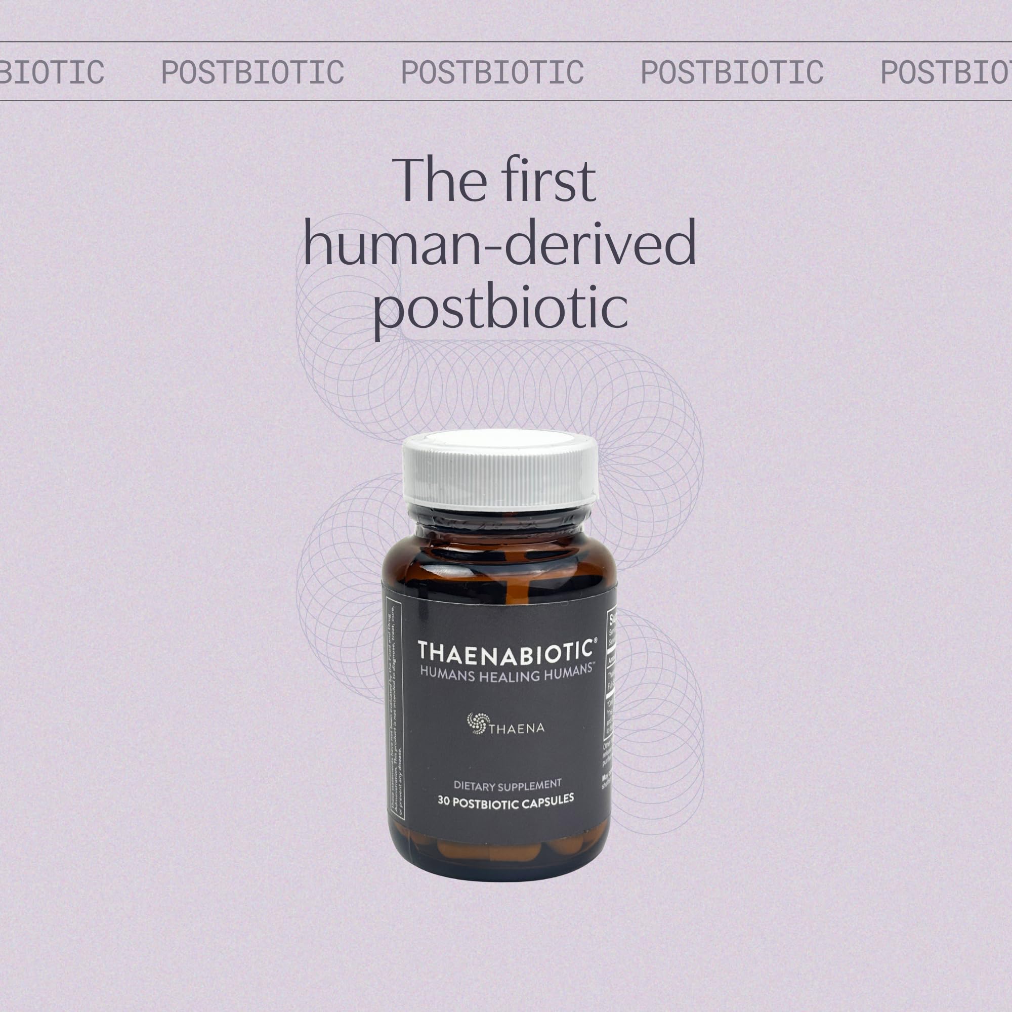 Thaena ThaenaBiotic bottle side shot shows easy-to-dose packaging for daily use
