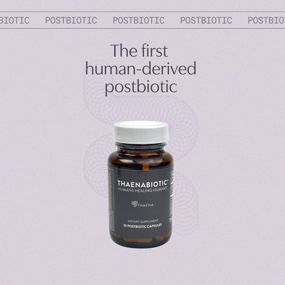 Thaena ThaenaBiotic bottle side shot shows easy-to-dose packaging for daily use