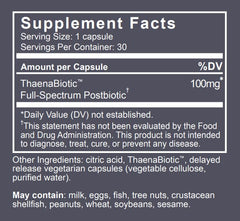 Thaena ThaenaBiotic packaging box close-up communicates science-backed postbiotic theory