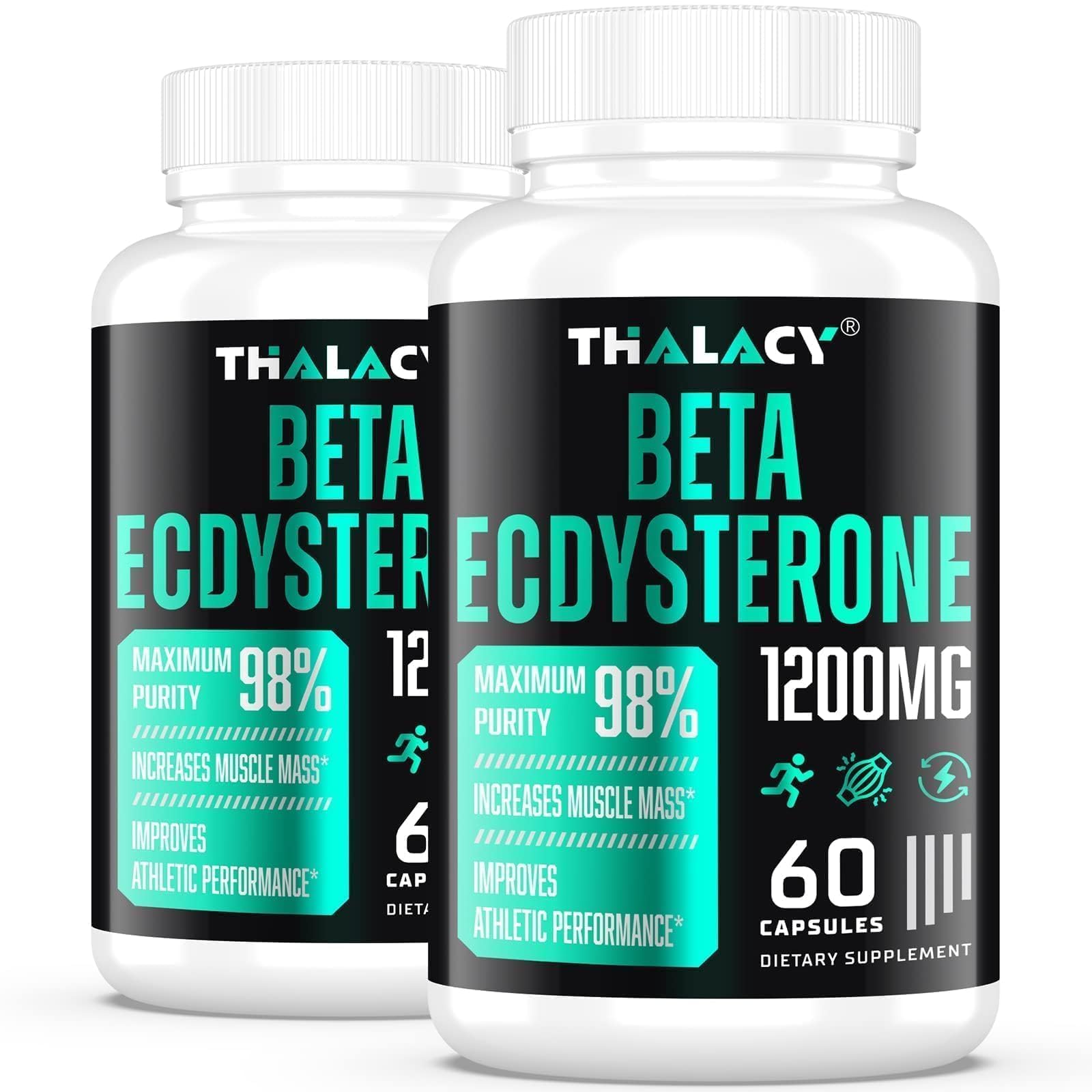 Thalacy 1200MG beta ecdysterone bottle close‑up for lean muscle support