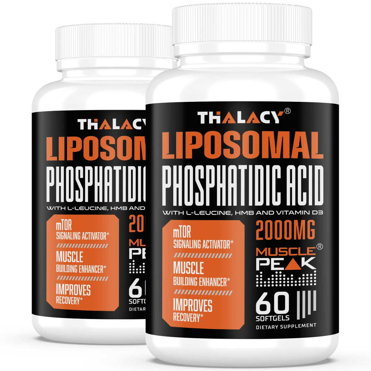 Thalacy 2000mg PA liposomal bottle highlighting high-potency muscle support and advanced delivery.