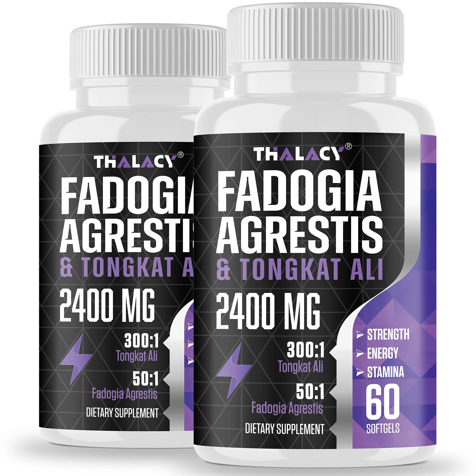 Thalacy 2400mg Fadogia Tongkat bottle offers a convenient daily dose for training support