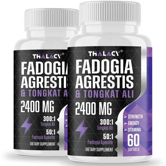 Thalacy 2400mg Fadogia Tongkat bottle offers a convenient daily dose for training support