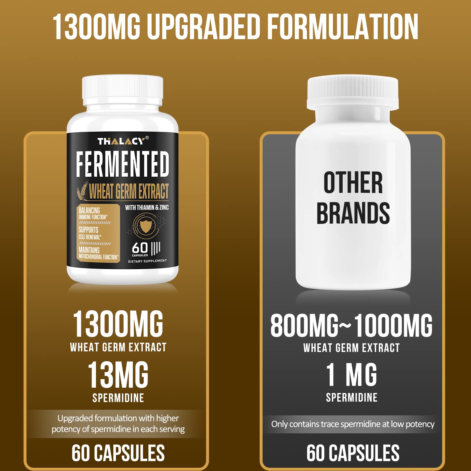 Thalacy Spermidine Wheat Germ Extract label emphasizes vegan sourcing.