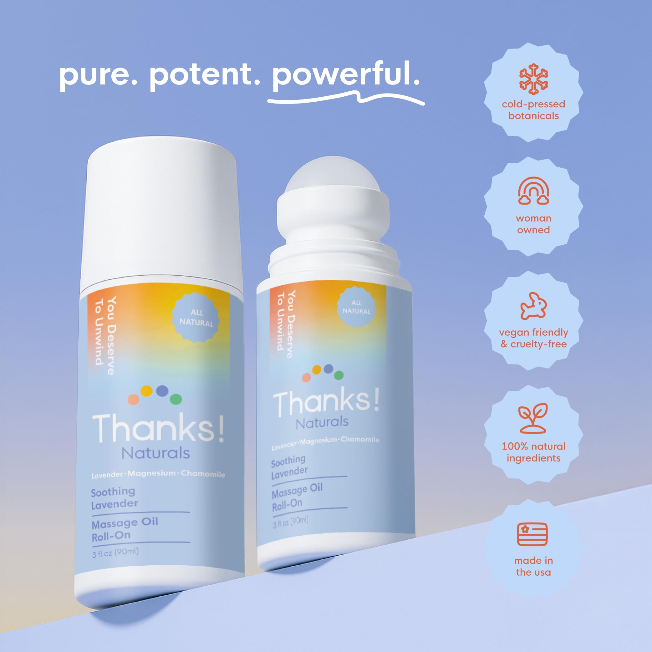 Roll-on application of Thanks! Naturals Massage Oil Roll On enables smooth care