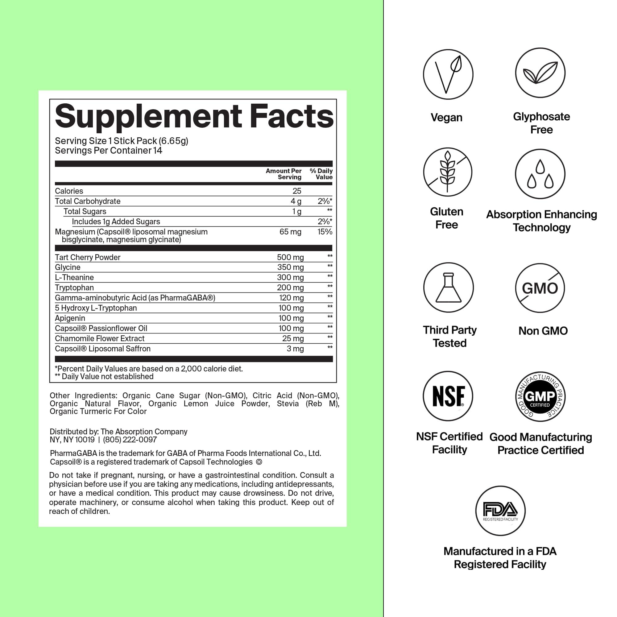 The Absorption Company Sleep Aid Powder mixed in water with chamomile lemon aroma.