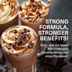 The Amino Co Heal chocolate ingredient blend close-up with EAAs and creatine.