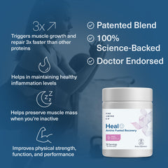 The Amino CO Heal grape flavor splash in a drink.