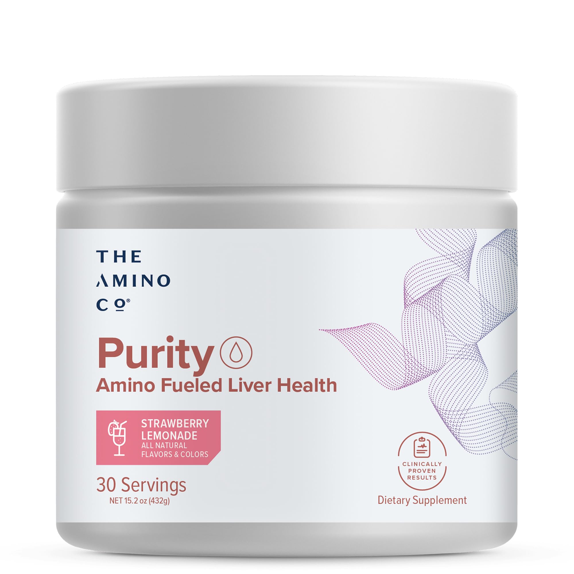 The Amino CO Purity bottle on a counter showing daily liver wellness potential