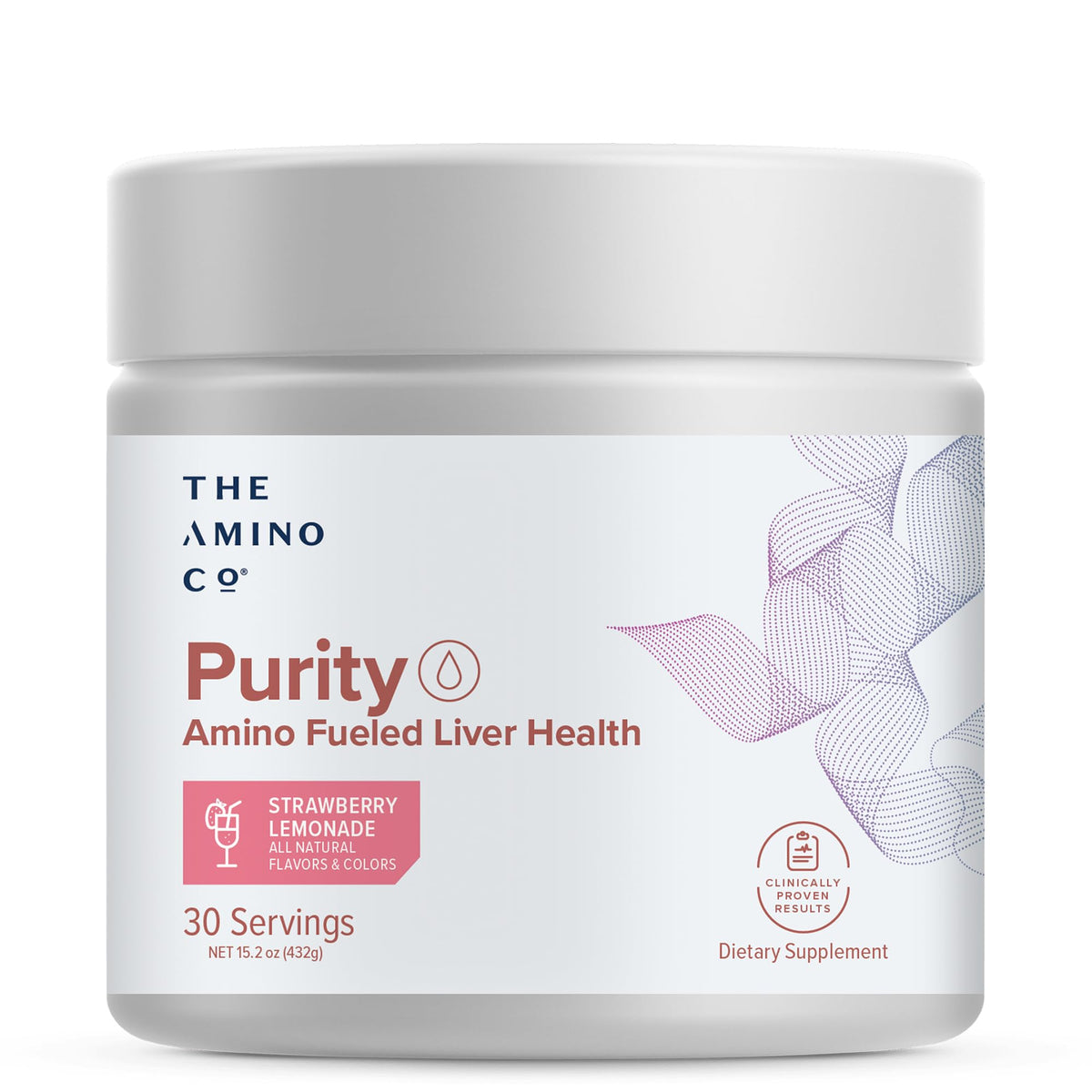 The Amino CO Purity bottle on a counter showing daily liver wellness potential