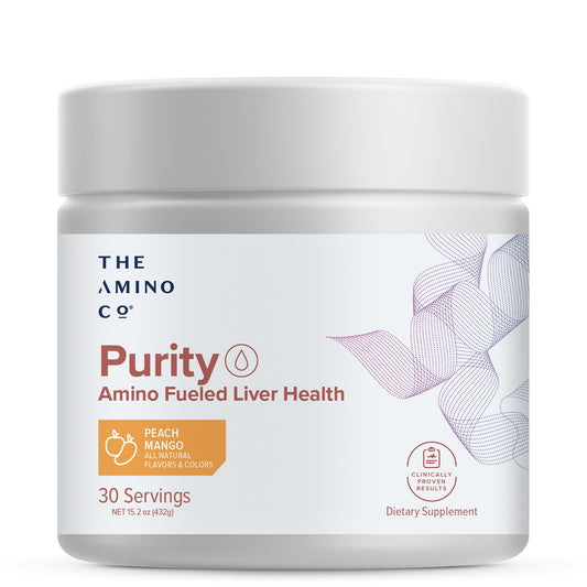 The Amino CO Purity liver support bottle with capsules for daily detox-friendly routine