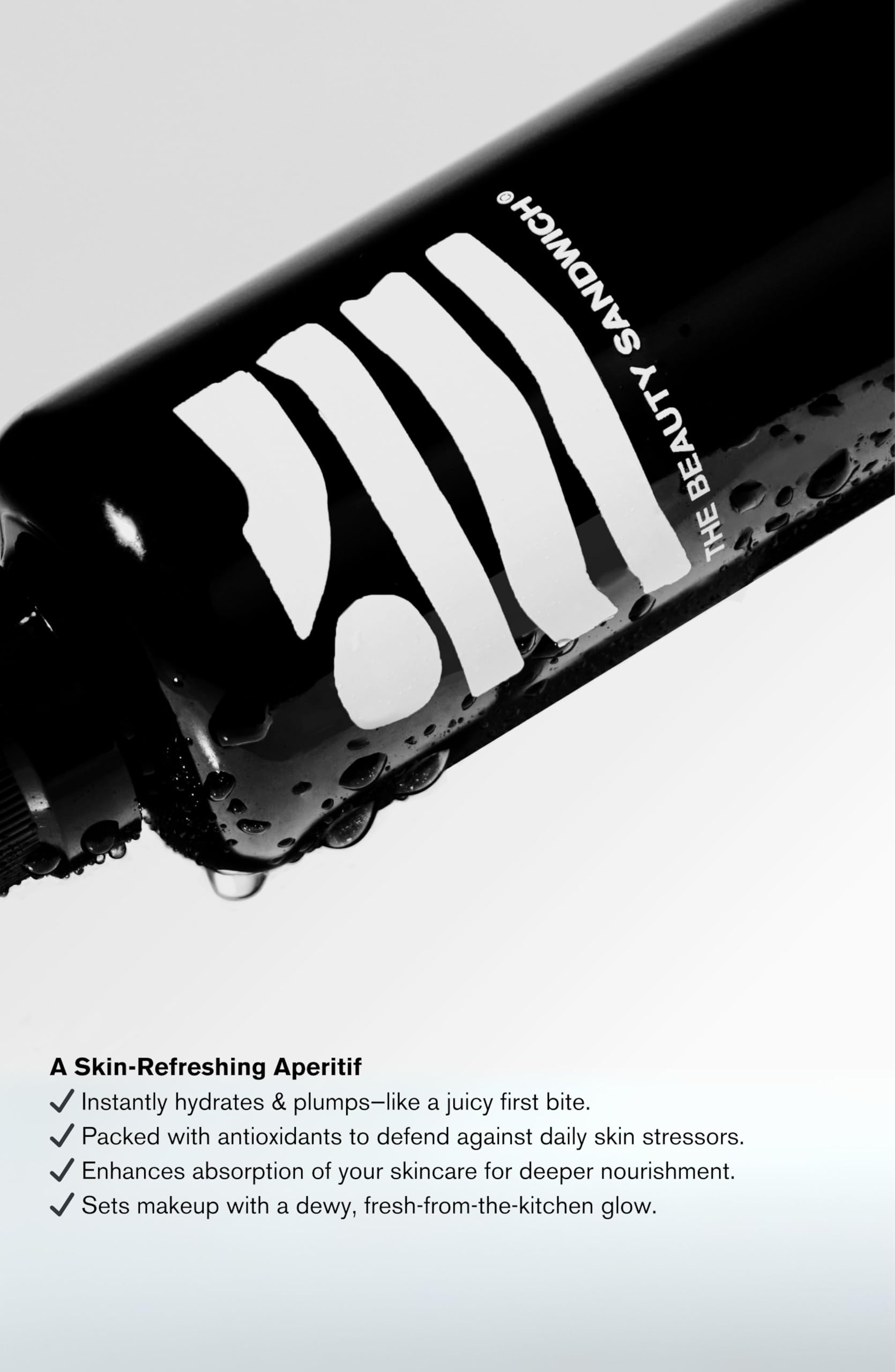 The Beauty Sandwich Amuse Bouche packaging highlights ethical sourcing in a compact bottle.