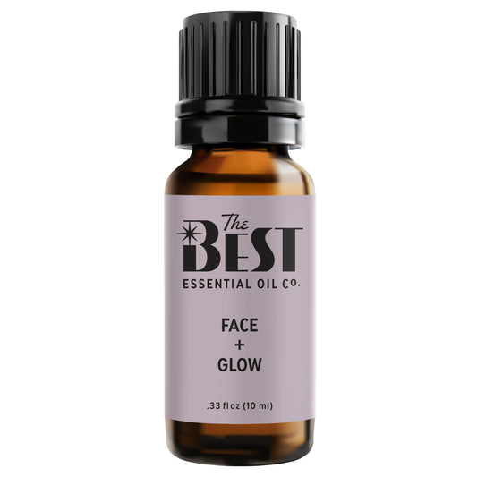 The Best Face + Glow blend bottle ready for aromatherapy and spa rituals.