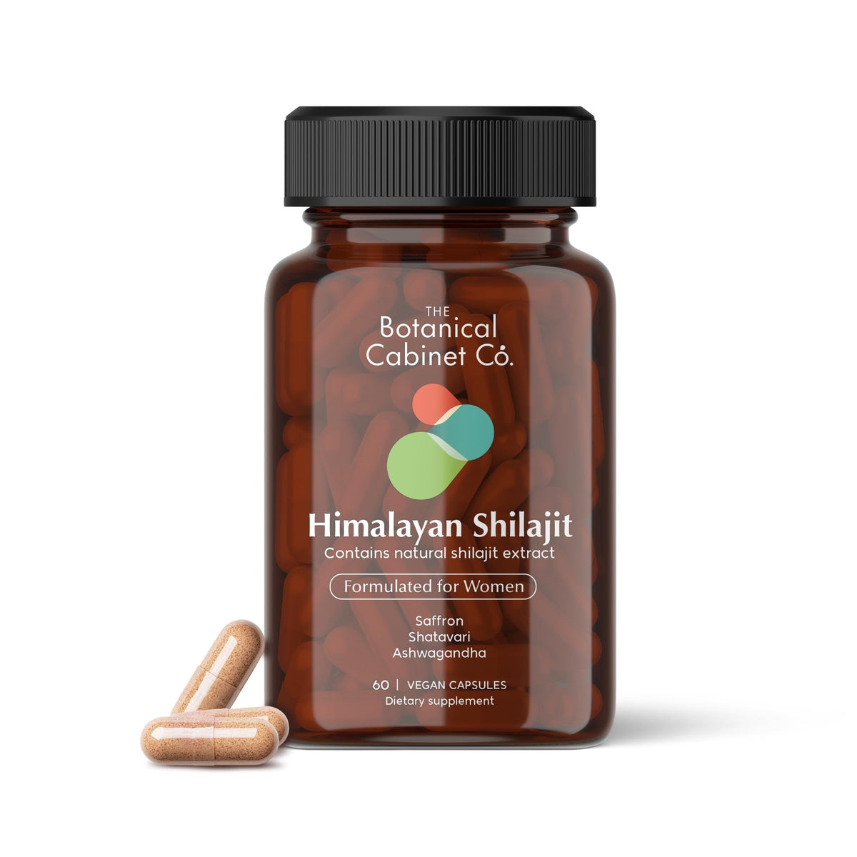 The Botanical Cabinet Co. Shilajit bottle pour highlights purity and mineral-rich premium formula for daily use