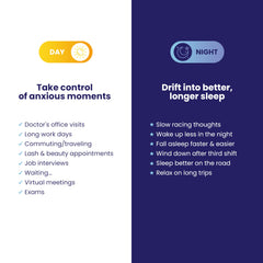 The Chill Pill in-use night scenario showcases soothing routine before bed.