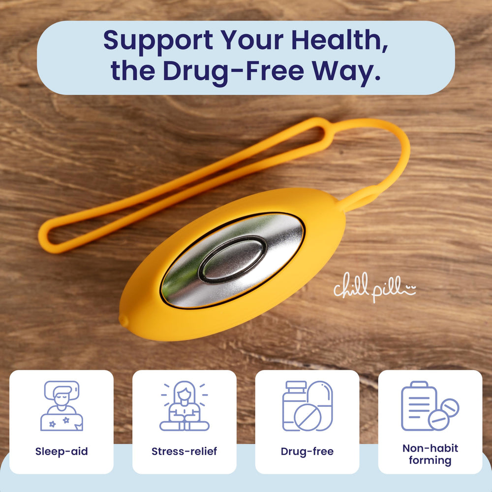 The Chill Pill Plus pressure-point therapy targets key points for calming effects