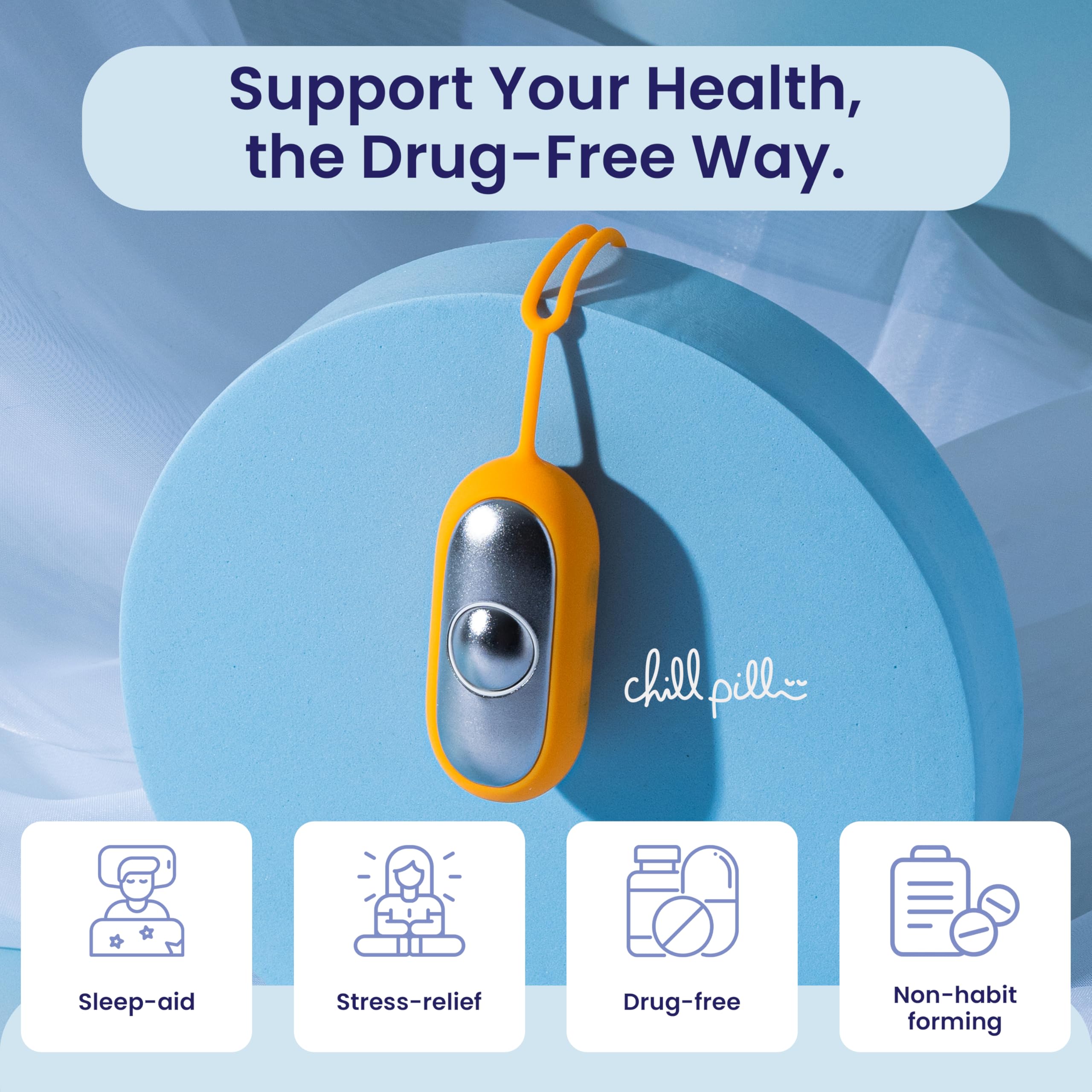 The Chill Pill USB recharge enables quick power for on-the-go use.