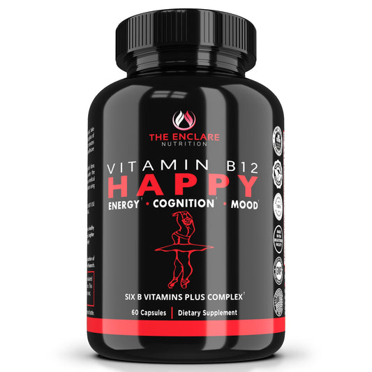 THE ENCLARE NUTRITION B12 B-Complex bottle cap close-up highlighting energy support