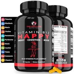 Close-up of THE ENCLARE NUTRITION B12 B-Complex capsules for daily energy