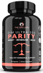 THE ENCLARE NUTRITION DIM supplement bottle for daily hormone balance on the shelf.
