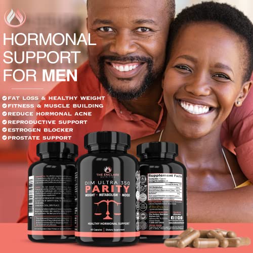 DIM supplement label detail emphasizing USA-made, GMP, and third-party tested.