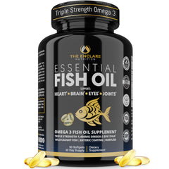 THE ENCLARE NUTRITION fish oil softgels bottle for burpless omega-3 supporting heart health.