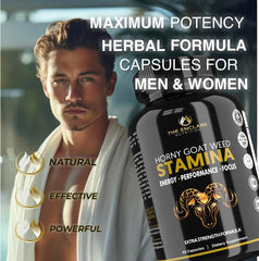 The Enclare Nutrition Horny Goat Weed Panax Ginseng illustration suggests steady energy.