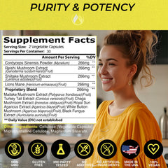 The Enclare Nutrition Mushroom 10in1 label close-up — ingredients overview.