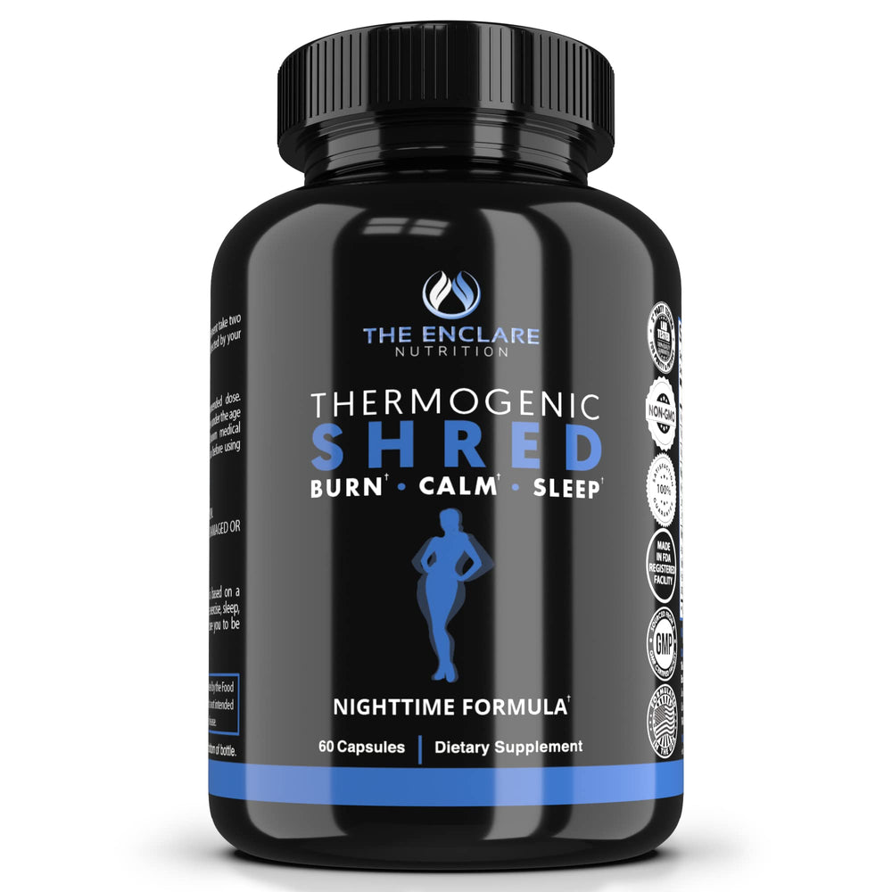 The Enclare Nutrition Thermogenic Shred capsules bottle supports nighttime fat burning.